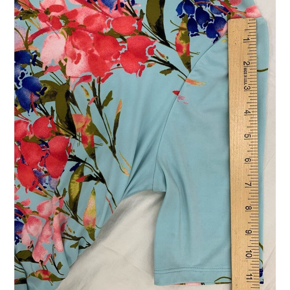 Jones New York Colorful Floral Ruched Knit Dress Size 12 Cottage Romantic Travel - Picture 11 of 15